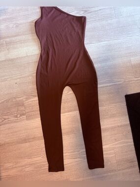 SHEIN One-Shoulder Brown Jumpsuit